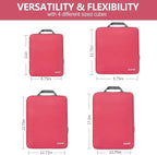 BAGAIL 4 Set/6 Set/8 Set Compression Packing Cubes Travel Accessories Expandable Packing Organizers (Cloth Pattern, 4-Coral)