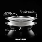FULL WiNDSOR - MAGWARE - Magnetic Bowls and Plates Set - Stainless Steel Travel Dinnerware for Camping, Overlanding, Backpacking, Picnic, RV, Outdoor Dining Portable Tableware Mess Kit
