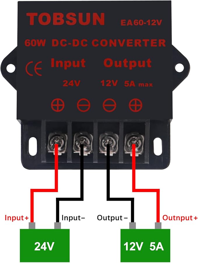 2PACK DC 24V to 12V 5A 60W Converter Step Down Regulator for Car Low Voltage Transformer