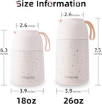 Thermo for Hot Food for Adults Kids | Wide Mouth, 18 oz Insulated Food Jar with Spoon, Leakproof Soup Thermo for School Office Travel, Thermal Steel Lunch Container Easy to Carry (White)