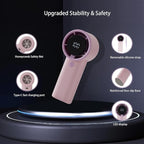 2025 Upgraded Portable Handheld Turbo Fan with 20-Hour Battery - Rechargeable Mini Fan with Digital Display, Anti-Slip Base, 5000mAh Capacity - Personal Fans for Travel, Vacation, Beach(Pink)