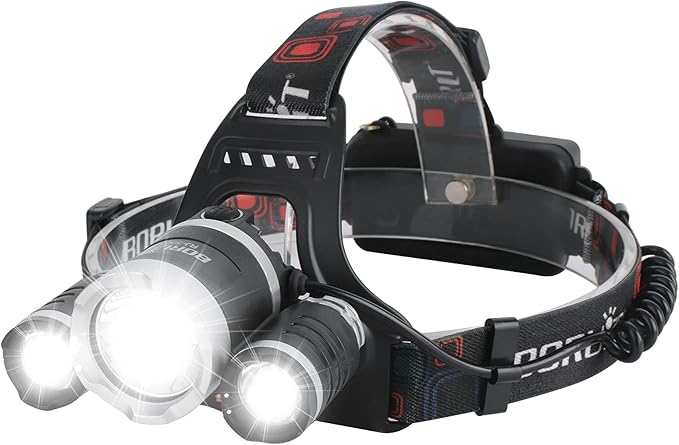 BORUIT HP700 Headlamp Super Bright - Adults Head Lamps Led Rechargeable USB C, 90° Adjustable, 4 Light Mode Battery Powered Head Flashlight, IPX4 Waterproof