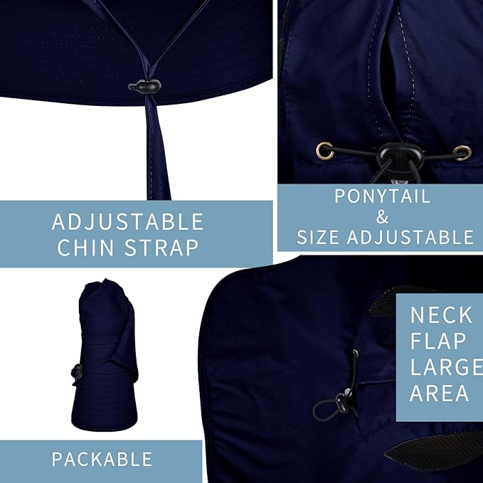 Sun Hat for Men Women with Neck Flap,UPF 50+ UV Protective Hiking Fishing Hats,Wide Brim Sun Hat for Women&Men