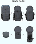 Blue Quartz Hiking Backpack 30L Lightweight Packable Backpack for Travel, Water Resistant Foldable Daypack for Women Men, Gray