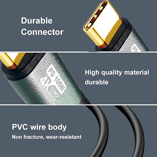 USB C-C 15ft 90° Right Angle Cable Type C 4K60Hz Aluminum Connector, Aluminum Alloy Case, 100W PD Fast Charging & Data Sync (10Gbps) Available for MacBook, iPad Pro, Galaxy S24