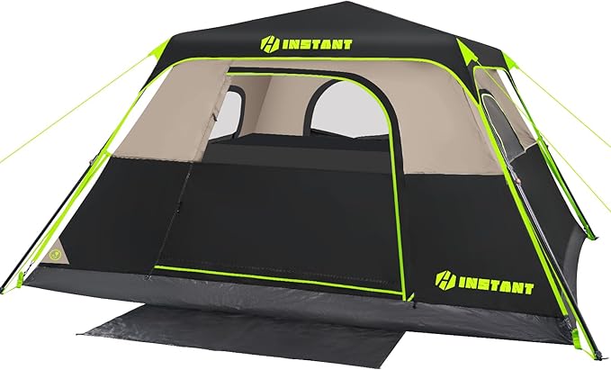 4/6/8 Person Instant Tent, Waterproof Pop Up Tents for Camping with Rainfly, 60 Seconds Easy Setup, Automatic Cabin Tent for Family Camping with Expandable Carry Bag & Upgraded Ventilation