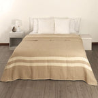 Thick Alpaca Wool Blanket Heavyweight Camping Outdoors Indoors Soft Peru King Size Stripes Design (Beige - Ivory, King Size)