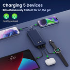 Portable Charger PowerBank 40,800mAh with 2 Built-in Cables,25W PD Fast Charging +QC 4.0 Quick Phone Charging Power Bank, 5 Outputs LCD Display USB C Battery Pack for iPhone 16/15 Android Galaxy etc