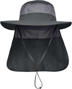 3 Pack Mens UPF 50+ Wide Brim Sun Hat with Neck Flap for Fishing Hiking Garden