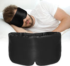 Silk Sleep Mask for Women Men, Mulberry Silk Eye Sleeping Mask & Blindfold with Adjustable Velcro Strap, Blackout Eye Cover for Sleep Travel Yoga Nap, Large Size, Black