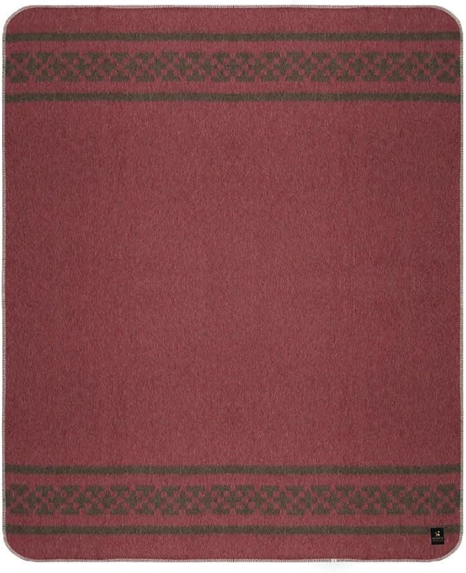 Inca Wall - Thick Alpaca Wool Blanket Heavyweight Camping Outdoors Indoors Soft Peru Twin Size New Ethnic Design (Soft Wine/Brown, Twin Size)