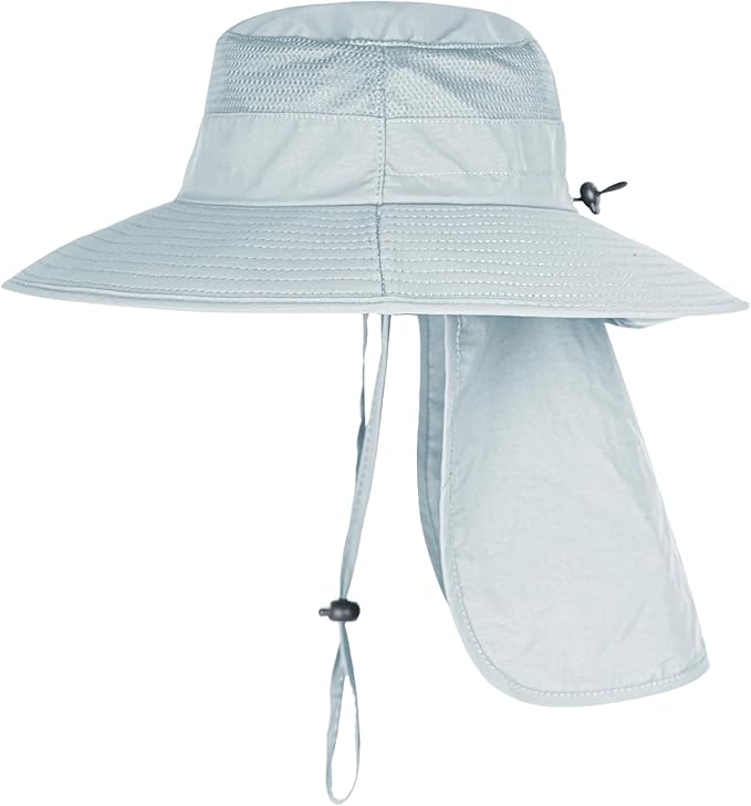 Sun Hats for Men Women Fishing Hat UPF 50+ Breathable Wide Brim Bucket Hats Summer UV Protection Safari Hat with Neck Flap