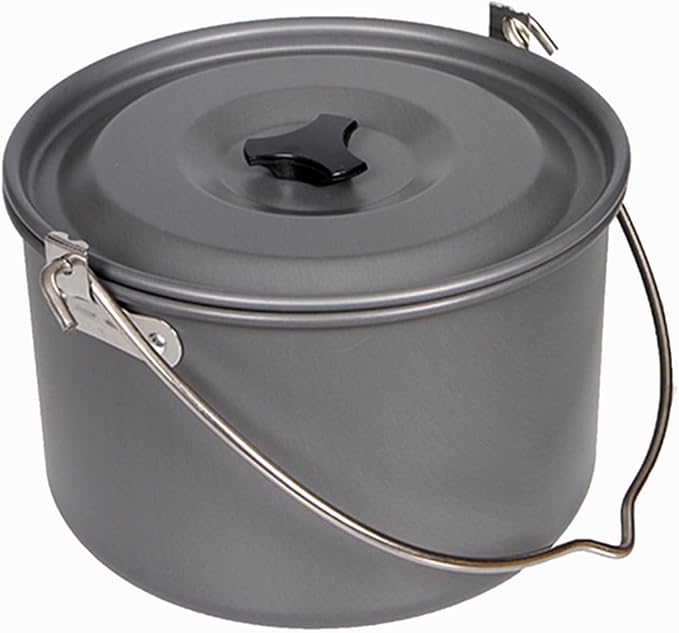 Aluminum Alloy Camping Hanging Pot with Lid Lifter Handle Lightweight 4200ml Portable Pot for Camping Cooking Hiking Picnic