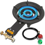 CONCORD Roadster Burner. 13" Cast Iron Single Propane Wok Burner. Dual Controlled Burner Rings, 90,000 BTU. Outdoor Cooking, Wok Stir Frying, Countertop Burner.