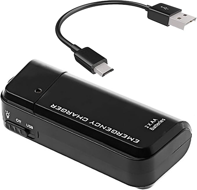 VOLT+ Portable AA Battery Travel Charger Compatible with Motorola Edge S30 PowerBank Emergency with LED Safety Light! (Takes 2 AA Batteries,USB Type-C)