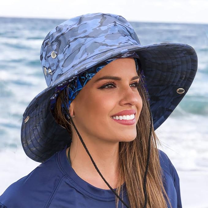 CAMOLAND Mens Fishing Hat Wide Large Brim Sun Hat with Outdoor UV Protection