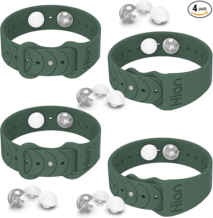 Hion Motion Sickness Bands Anti Nausea Acupressure Wristband Sea Sickness Wristbands Nausea Bands Natural Relief Motion & Morning Sickness -（2 Pairs Pine Green）