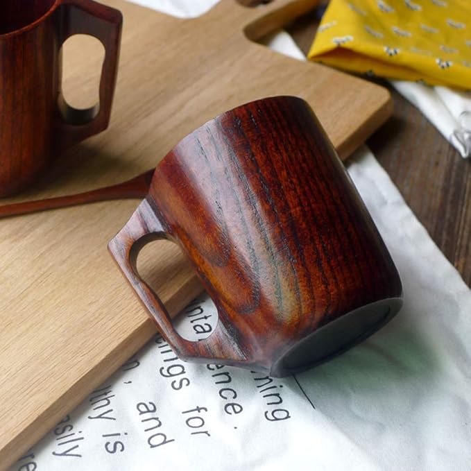 14 oz Wood Cup Coffee Mug for Men Mugs Gift Tankard Unique Small Wooden Man Cup Cool Drinking Portable Outdoor Viking Mug Fancy Cups Beer Mugs Steins Manly Unusual Father Day Men Gift