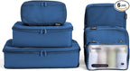 6 Set Compression Packing Cubes for Travel, Large Medium Small Luggage Organizers (Dark Blue)