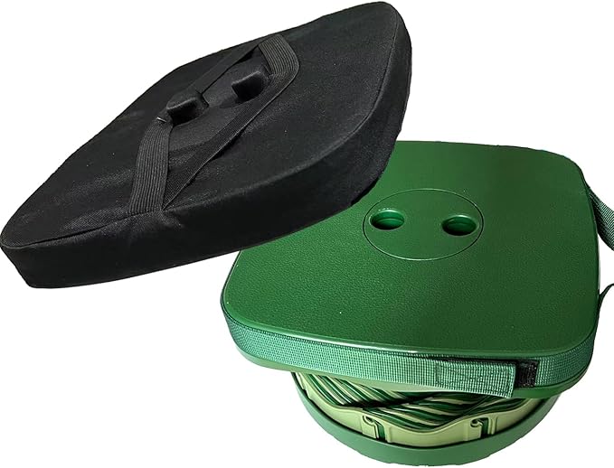 Portable Foldable Stool Set - Sturdy Square Collapsible Stool + Thick Seat Cushion - 550lbs Load Capacity for Camping Travel Picnic Gardening (Camouflage/Black)