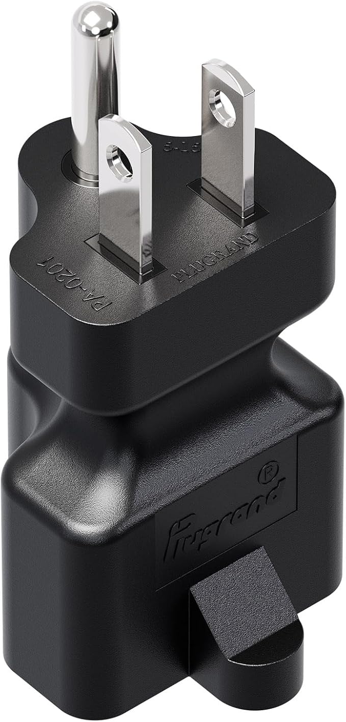 15 Amp to 20 Amp T Blade Power Adapter, Nema 5-15P to 5-15R/5-20R AC Adapter (2 Pack)