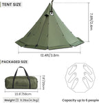 OneTigris Rock Fortress Hot Tent with Stove Jack, 4 Season, 4-6 Person Tipi for Camping, Backpacking, Hunting, Fishing - Waterproof, Wind-Proof