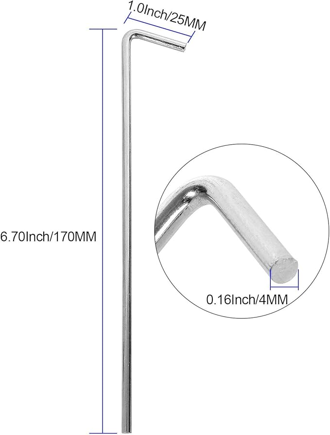 100 Pack Tent Stakes 6-3/4”Galvanized Steel Metal Tent Stakes Pegs, Garden Stakes Edging Fence Hooks Pegs for Camping, Shelters, Tarp, Canopies, Christmas Decoration Stakes