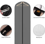 Zilink Clear Dress Bags for Gowns Long 65'' Garment Bags for Hanging Clothes Foldable Long Garment Bags for Dresses for Closet Storag - Clear/Black, 3 Pack