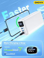 Portable Charger 50000mAh Power Bank - 22.5W Fast Charging External Battery Pack, LED Display USB-C Portable Cell Phone Charger for iPhone 16/15/14/13 Pro, Android, Samsung Galaxy, Etc(White)