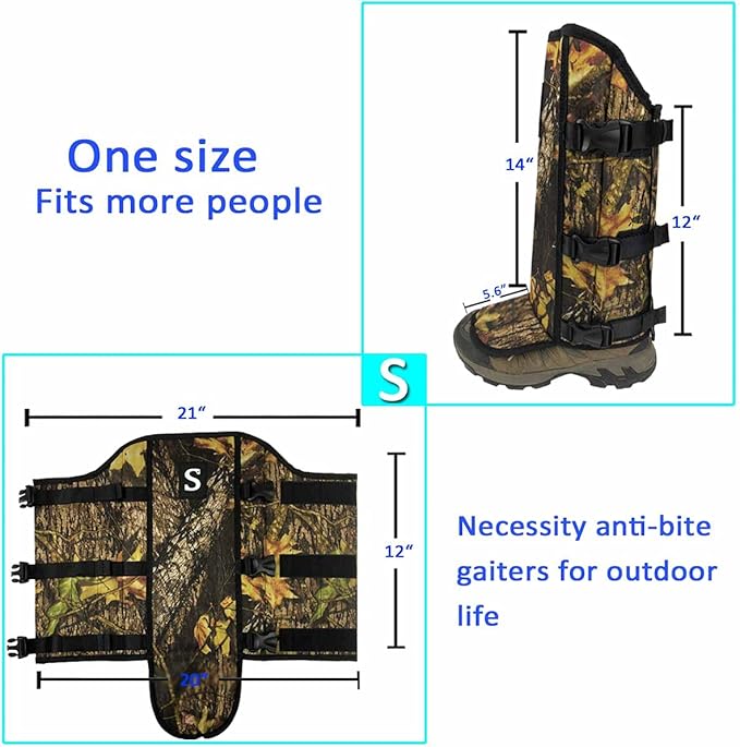 Snake Gaiters for Men & Women,Sturdy Snake Bite Proof Boots,Adjustable Snake Guards,Hiking Gaiters with Storage Pouch.