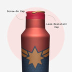 Corkcicle Marvel Sport Canteen - Triple-Insulated Stainless Steel Water Bottle - Straw Cap & Folding Metal Handle - Summer Drinkware Gift - Keeps Drinks Ice Cold - Captain Marvel - 20 oz