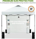 8'x8' Pop Up Canopy Tent with 1 Sidewall and 6 Pockets, One Push Setup, Instant Shade Tent with Vented Roof for Beach Patio Outdoor, Case, 8 Stakes, 4 Ropes, 4 Sandbags (White, 8x8)