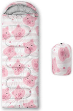 AILONEN Pink Lovely Rabbit Sleeping Bag for Girls Kids Adults,Warm and Cool Weather,Lightweight,Waterproof Backpacking,Cartoon Flowers Printed Bunny Sleeping Bag for Camping