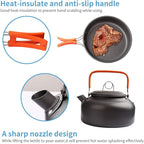 Gutsdoor Camping Cookware Set Camping Gear Campfire Utensils Non-Stick Cooking Equipment Lightweight Stackable Pot Pan Bowls with Storage Bag for Outdoor Hiking