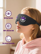 EVA BELLE Sleep Mask Women Men, Comfy Blackout Eye Mask for Deep Sleep, 3D Memory Foam Sleeping Mask, Silk Sleep Eye Cover, Cute Funny Eyeshade Covers, Adjustable Elastic Strap & Soft Breathable