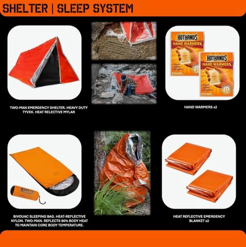 72 Hour Survival Kit - 228 Pieces Survival Gear and Supplies - 45L Go Bag Emergency Backpack, First Aid, Water Filter, Tools, Tent, Camping Essentials, Emergency Preparedness - The Alpha