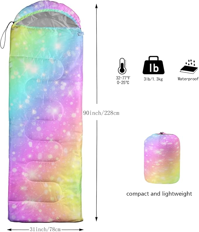 QOOMO Animals Camping Sleeping Bags,3 Season Warm & Cool Weather,Lightweight,Waterproof Sleeping Bags for Adults & Kids,Traveling,and Outdoors,Camping Gear Equipment