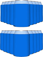 PartyPrints 25 Pack Cerulean Blank Can Cooler Sleeves, Customizable Bulk Insulated Foam for Beer, Collapsible Plain Drink Holder, Cold Soda Insulator, 12oz Regular, 16oz Tall Cans