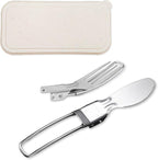 Camping Utensils Folding Cutlery set, Fork and Knife With Storage Box, Stainless Steel Tableware Accessories, Portable Outdoor Kitchen Set for Travel, Picnic, Hiking, Backpacks