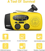 Esky Emergency Hand Crank Radio with 3 LED Flashlight, AM/FM/NOAA Portable Weather Radio with 2000mAh Power Bank Phone Charger, Solar Powered USB Charged Radio for Indoor Outdoor Camping, SOS Alarm