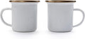 Barebones 5-Ounce Enamel Espresso Cup Set of 2 - Small Coffee Mug and Tea Cup - Stainless Steel Rim Camping Mug for Indoor and Outdoor Use (Eggshell)