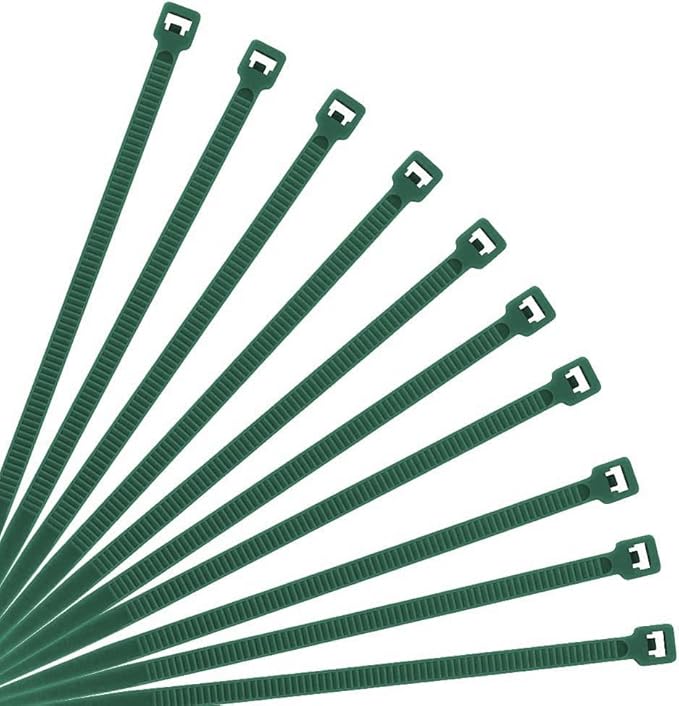 XINGO Cable Zip Ties (500 Pack), 40 Lbs Tensile Strength-Heavy Duty, Self-Locking Nylon Plastic Wire Ties in Assorted Sizes and Colors for indoor and outdoor (10 inch, Dark Green)
