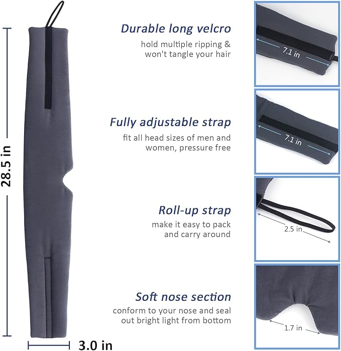 Mavogel Sleep Mask, Modal Material Eye Mask for Sleeping, Ultra Soft Skin Friendly Full Eye Covers for Women Men, Light Blocking Sleeping Mask for Travel Yoga Nap, Fully Adjustable Strap, Dark Grey