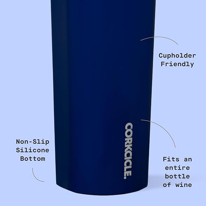 Corkcicle Classic Canteen Insulated Water Bottle - Stainless Steel Reusable Tumbler - Triple Insulated - Keeps Drinks Cold 25 Hours or Hot 12 Hours - Cupholder Friendly - Gloss Midnight Navy - 25 oz