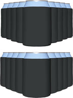 PartyPrints 25 Pack Charcoal Blank Can Cooler Sleeves, Customizable Bulk Insulated Foam for Beer, Collapsible Plain Drink Holder, Cold Soda Insulator, 12oz Regular, 16oz Tall Cans