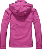 MOERDENG Women's Waterproof Rain Jacket Lightweight Raincoat Hooded Hiking Jacket Softshell Windbreaker