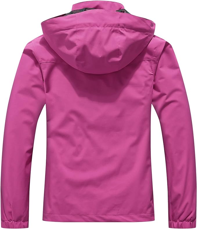 MOERDENG Women's Waterproof Rain Jacket Lightweight Raincoat Hooded Hiking Jacket Softshell Windbreaker