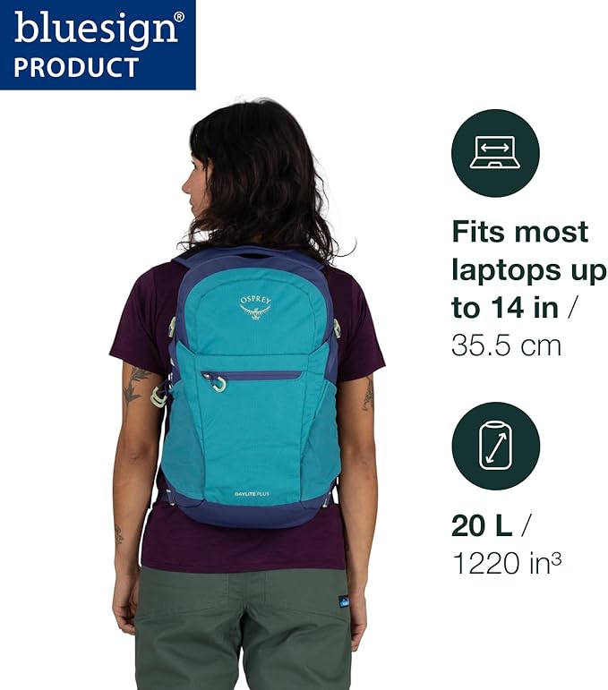 Osprey Daylite Plus Commuter Backpack - Lightweight, Everyday Pack with Laptop Sleeve and Water Bottle Pockets - Ideal for Work, School, and Travel with Versatile Storage, Cascade Blue/Latte Brown