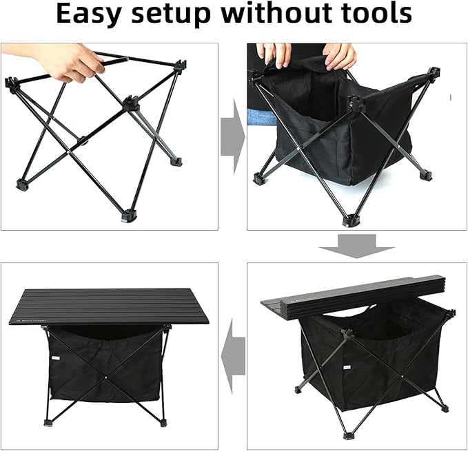 ROCK CLOUD Portable Camping Table Ultralight Aluminum Camp Table with Storage Bag Folding Beach Table for Camping Hiking Backpacking Outdoor Picnic, Size L