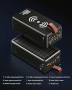 Portable Charger 90000mAh Power Bank High Capacity with Solar Charger - 35W Fast Charging Wireless Charger Battery Pack for Camping, Travel, Emergencies, Tech Devices | 7-Port PD/USB-C, LED Flashlight